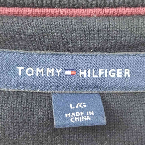 トミーヒルフィガー TOMMY HILFIGER ワンポイント 刺繍 コットン ジップアップ ニット ドライバーズ メンズ import:L