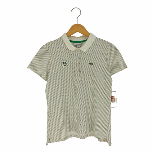 ラコステ LACOSTE ×ROLAND GARROS 総柄 ワンポイントロゴ ポロシャツ レディース 34