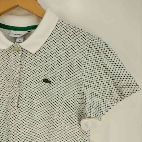 ラコステ LACOSTE ×ROLAND GARROS 総柄 ワンポイントロゴ ポロシャツ レディース 34