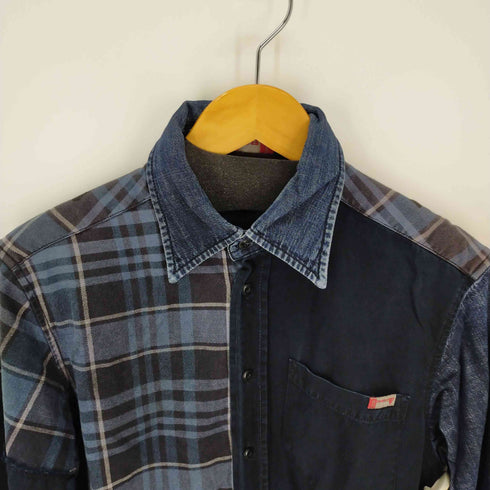 ゲス GUESS クレイジーチェックデニムシャツ メンズ import:S
