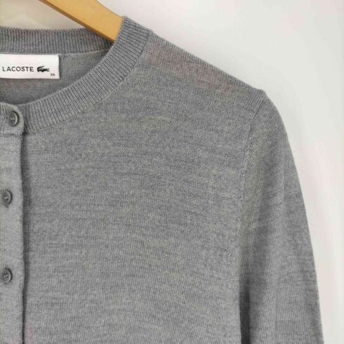 ラコステ LACOSTE ワンポイントロゴ クルーネックカーディガン レディース 34