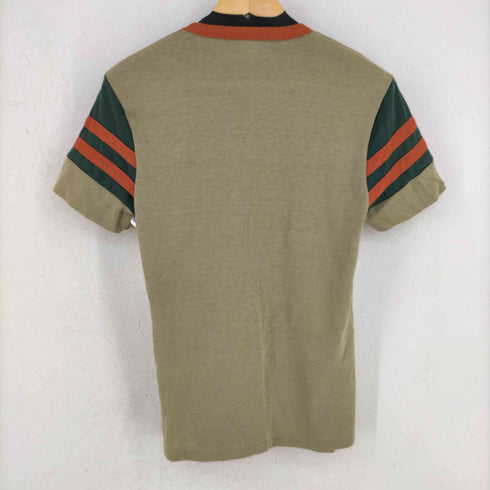 80~90s コットンポリ シングルステッチ マルチカラーTシャツ メンズ