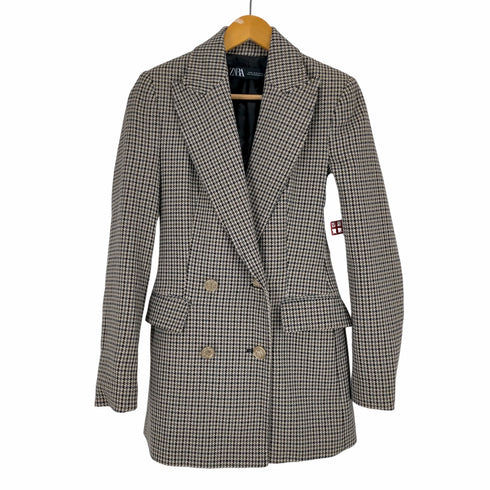 ザラ ZARA ガンクラブチェックダブルテーラードジャケット レディース JPN:XS