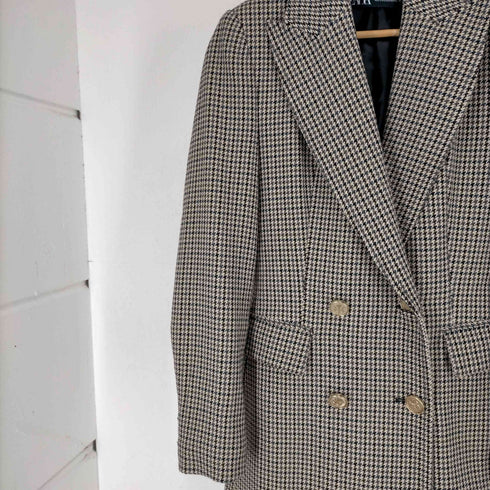 ザラ ZARA ガンクラブチェックダブルテーラードジャケット レディース JPN:XS