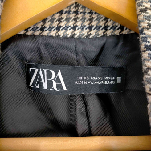 ザラ ZARA ガンクラブチェックダブルテーラードジャケット レディース JPN:XS