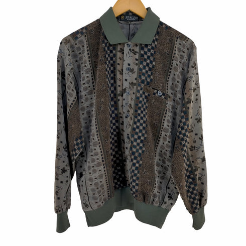 ジールジップ ZEALZIP 総柄 リブ切替え レギュラーカラーシャツ メンズ import:L