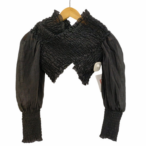 ザラ ZARA Crop Top with Smocked Detail クロップド フリルブラウス レディース import:XS