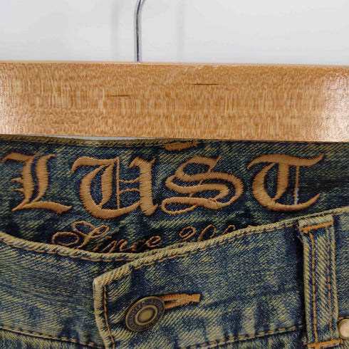 LUST 刺繍 ワッペン ワッペン ダメージ加工スタッズデニム Y2K メンズ JPN:S