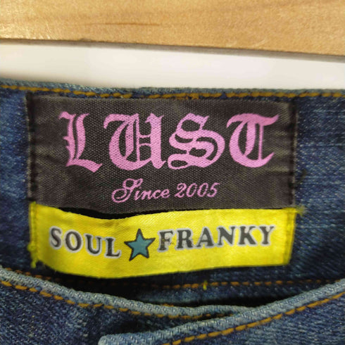 SOUL FRANKY ダメージ加工 ワッペン インディゴストレートデニム Y2K メンズ JPN:M
