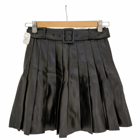 ザラ ZARA フェイクレザー ベルテッド プリーツミニスカート レディース XS