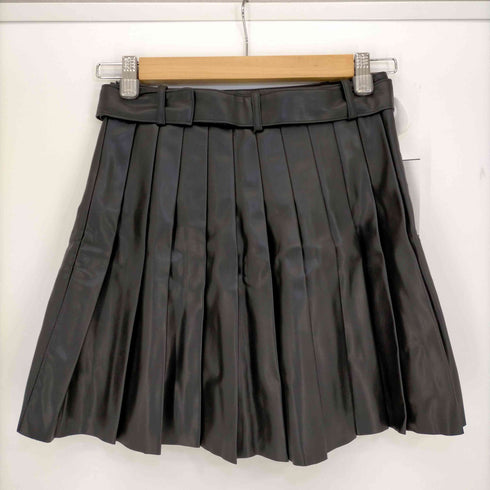 ザラ ZARA フェイクレザー ベルテッド プリーツミニスカート レディース XS