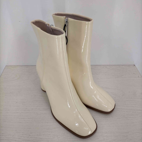 ザラ ZARA Faux-Patent-Finish Heeled Ankle Boots サイドジップ アンクル ヒールブーツ レディース 37