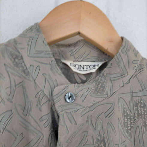 BONTON 総柄 バンドカラーシャツ メンズ