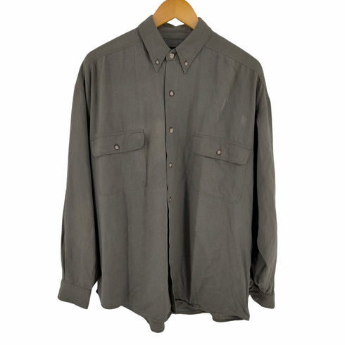 STRUCTURE シルク100% 両フラップ ボタンダウンシャツシャツ メンズ JPN:M