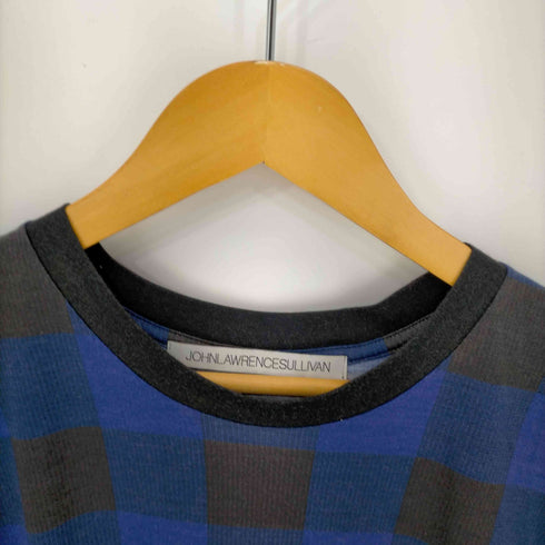 ジョンローレンスサリバン JOHN LAWRENCE SULLIVAN 14SS ブロックチェック レーヨン混 半袖 Tシャツ メンズ L