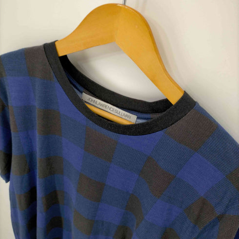 ジョンローレンスサリバン JOHN LAWRENCE SULLIVAN 14SS ブロックチェック レーヨン混 半袖 Tシャツ メンズ L