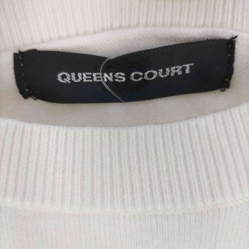 クイーンズコート QUEENS COURT 袖フロッキードット切り替えニット レディース JPN:2