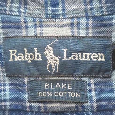 ラルフローレン RALPH LAUREN BLAKE ポニー刺繍 マドラスチェック ボタンダウン S/S シャツ メンズ LL