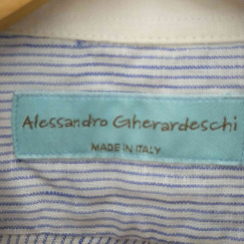 アレッサンドロジェラルデスキー ALESSANDRO GHERARDESCHI ストライプ切替 リネンシャツ メンズ M