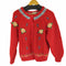 80-90s フラワーデザイン ノーカラーウールカーディガン YURIGAOKA KNIT レディース 140