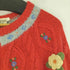 80-90s フラワーデザイン ノーカラーウールカーディガン YURIGAOKA KNIT レディース 140