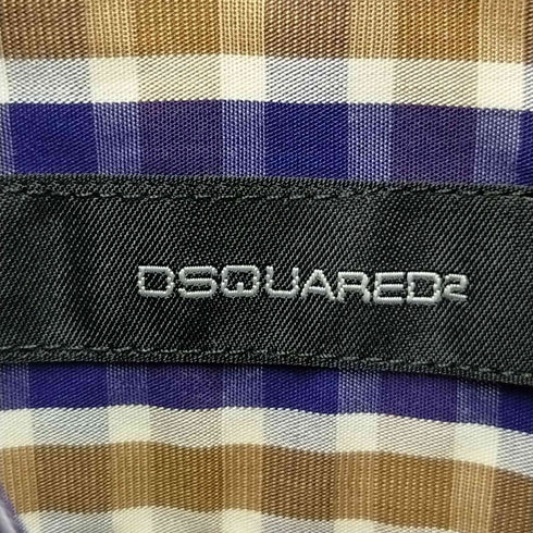 ディースクエアード DSQUARED2 フロント刺繍 長袖チェックシャツ メンズ 50