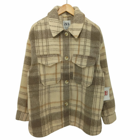 ザラ ZARA 20AW チェック柄オーバーシャツジャケット レディース import:S