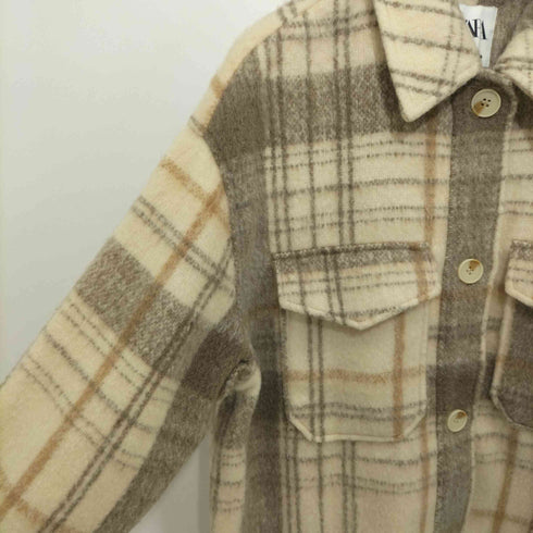 ザラ ZARA 20AW チェック柄オーバーシャツジャケット レディース import:S