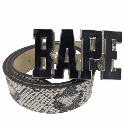 アベイシングエイプ A BATHING APE パイソンレザー BAPE バックル レザー ベルト メンズ M