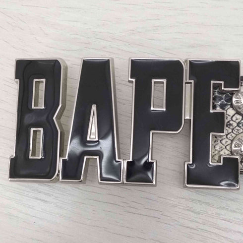 アベイシングエイプ A BATHING APE パイソンレザー BAPE バックル レザー ベルト メンズ M
