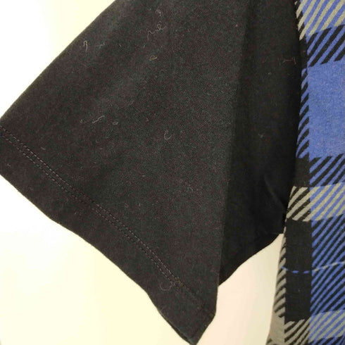 ジョンローレンスサリバン JOHN LAWRENCE SULLIVAN チェック切替 半袖 クルーネック Tシャツ メンズ M
