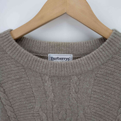 バーバリーズ BURBERRYS ラムウール ケーブル編み クルーネックニット メンズ LY
