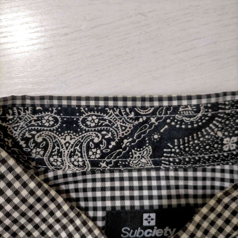 サブサエティ Subciety ロゴ刺繍 ギンガムチェック S/S シャツ メンズ JPN:M