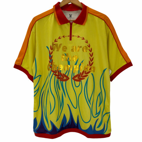 インクス INXX LXVI WE ARE THE CHAMPION プリント ジップアップ 半袖ポロシャツ メンズ import:L