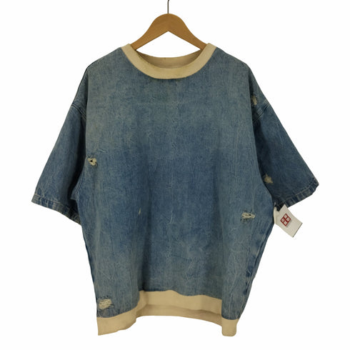 ザラ ZARA Crushed Denim Sweatshirts クラッシュド デニム スウェットシャツ ボロ メンズ import:XL