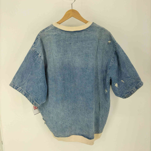 ザラ ZARA Crushed Denim Sweatshirts クラッシュド デニム スウェットシャツ ボロ メンズ import:XL