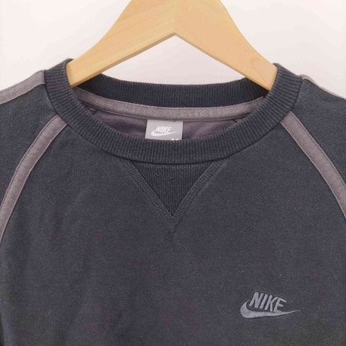 ナイキ NIKE 00S スウッシュ 刺繍 ラグランスリーブ クルーネック スウェット レディース import:M
