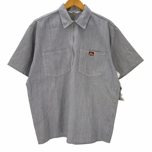 ベンデイビス BEN DAVIS OLD ヒッコリーストライプ 半袖ハーフジップワークシャツ メンズ import:M