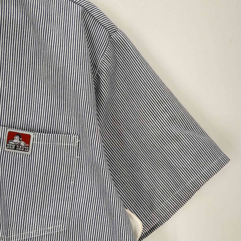 ベンデイビス BEN DAVIS OLD ヒッコリーストライプ 半袖ハーフジップワークシャツ メンズ import:M