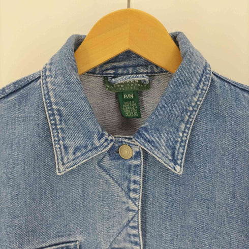 ローレンラルフローレン LAUREN RALPH LAUREN 80-90S デニム カバーオール ジャケット ガチャポケ レディース import:M