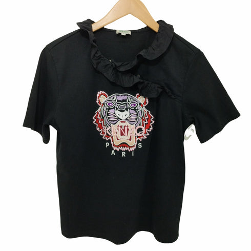 ケンゾー KENZO フリル切替 ロゴ刺繍 ショートスリーブカットソー Tシャツ レディース import:S