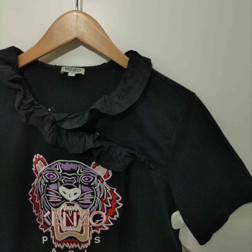 ケンゾー KENZO フリル切替 ロゴ刺繍 ショートスリーブカットソー Tシャツ レディース import:S