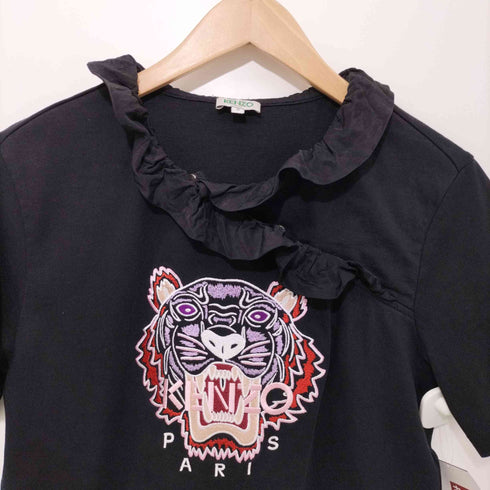 ケンゾー KENZO フリル切替 ロゴ刺繍 ショートスリーブカットソー Tシャツ レディース import:S