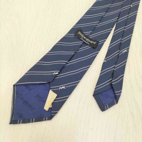 イヴサンローラン Yves Saint Laurent ロゴ ストライプ シルクネクタイ メンズ
