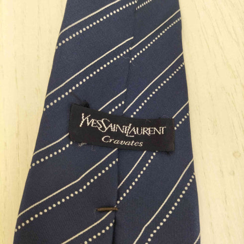 イヴサンローラン Yves Saint Laurent ロゴ ストライプ シルクネクタイ メンズ
