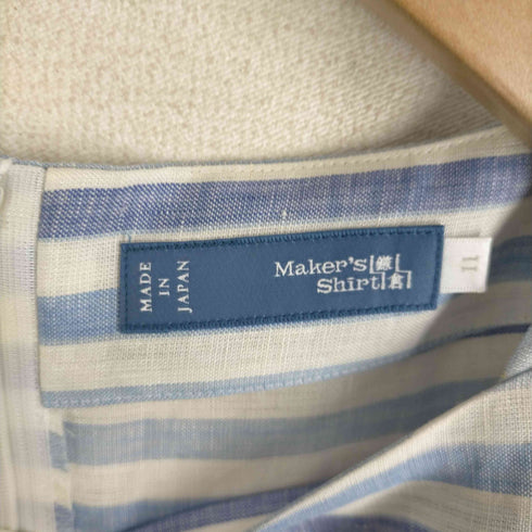 メーカーズシャツカマクラ Makers Shirt 鎌倉 ボーダー柄 リネンシャツ レディース JPN:11号