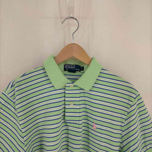 ポロバイラルフローレン Polo by RALPH LAUREN ポニー刺繍 ボーダー 鹿の子ポロシャツ メンズ import:L