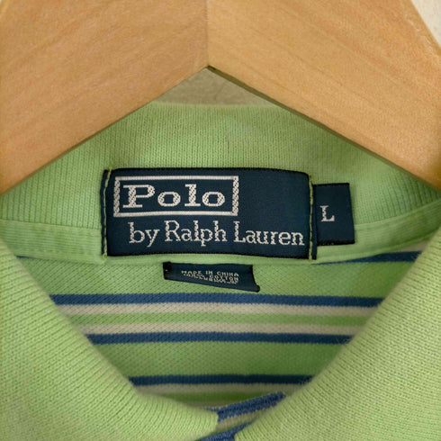 ポロバイラルフローレン Polo by RALPH LAUREN ポニー刺繍 ボーダー 鹿の子ポロシャツ メンズ import:L
