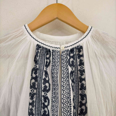 シンプリシテェ SIMPLICITE クロスステッチ刺繍7分袖ブラウス レディース