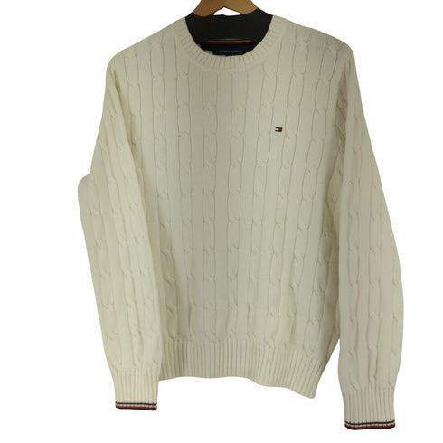 トミーヒルフィガー TOMMY HILFIGER 胸元ロゴ コットンケーブルニット メンズ JPN:M